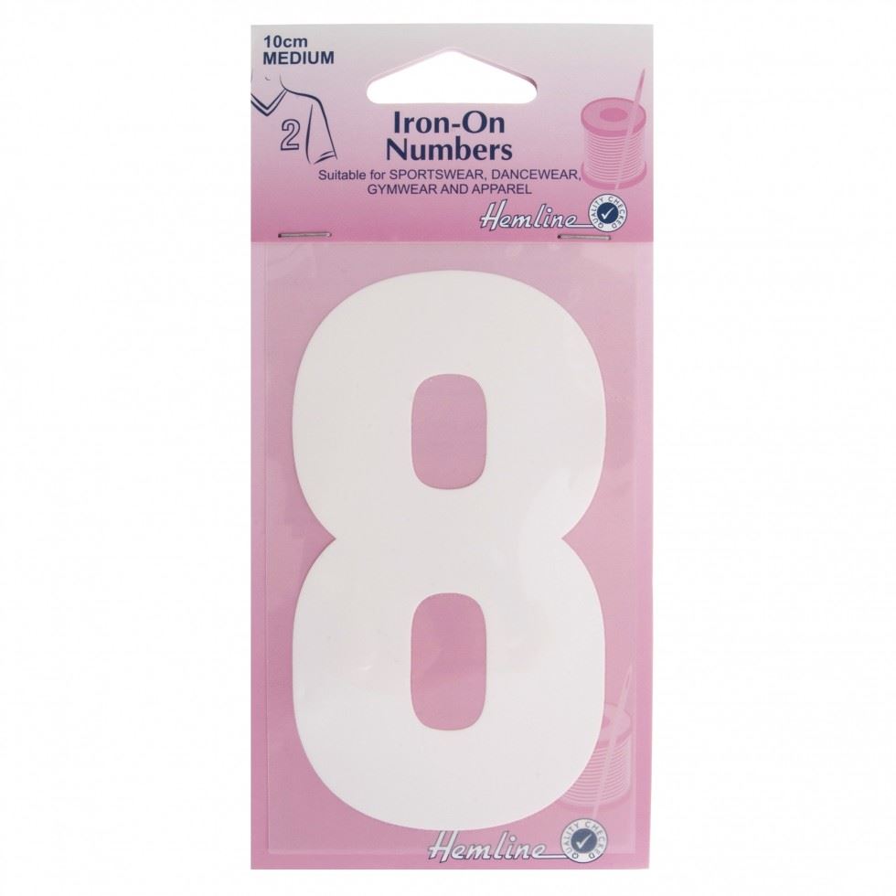 Hemline White Number 8 Number Patch Motif