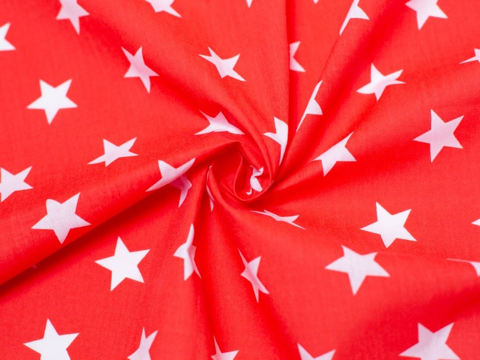 Minerva Core Range Red Printed Polycotton Fabric