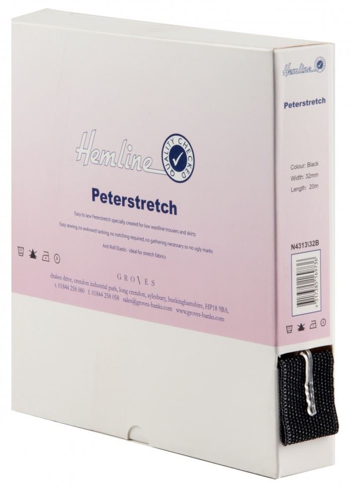 Hemline Black Petastretch Waistband Elastic