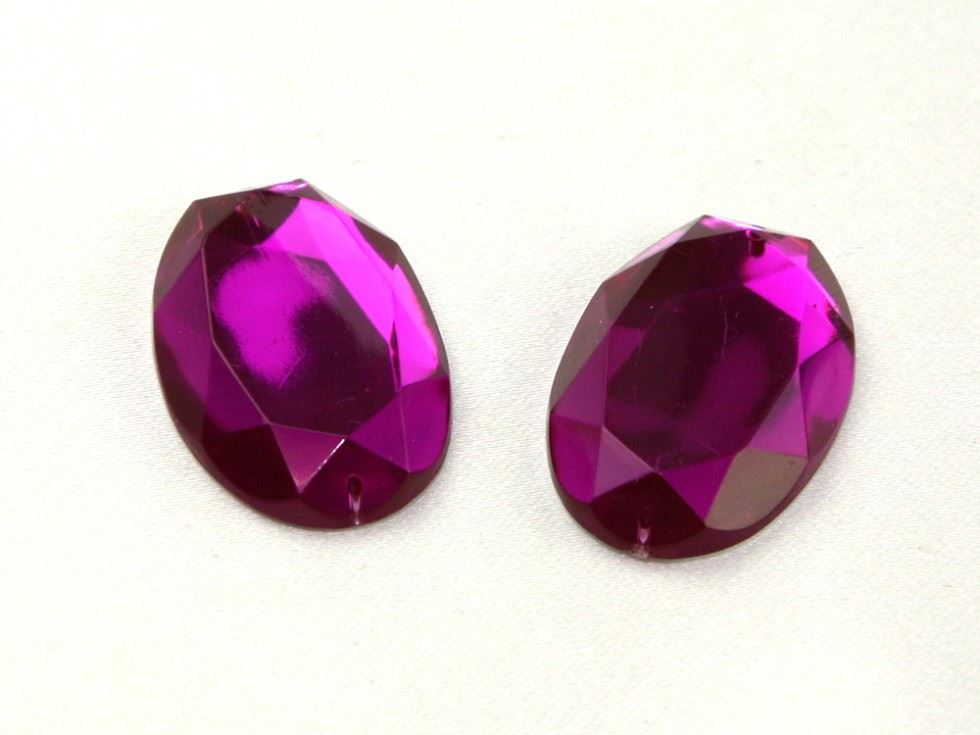 Oval Acrylic Jewels Fuchsia Pink
 