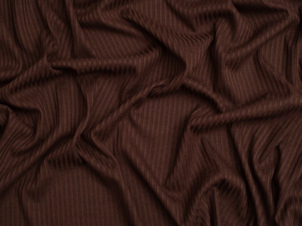 Minerva Core Range Narrow Viscose Rib Stretch Knit Fabric Brown
 
