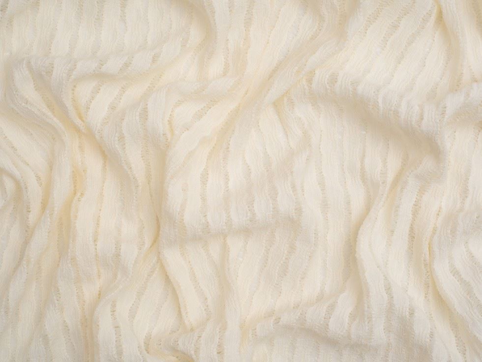 Minerva Core Range Carmen Lace Textured Stretch Knit Fabric Cream
 