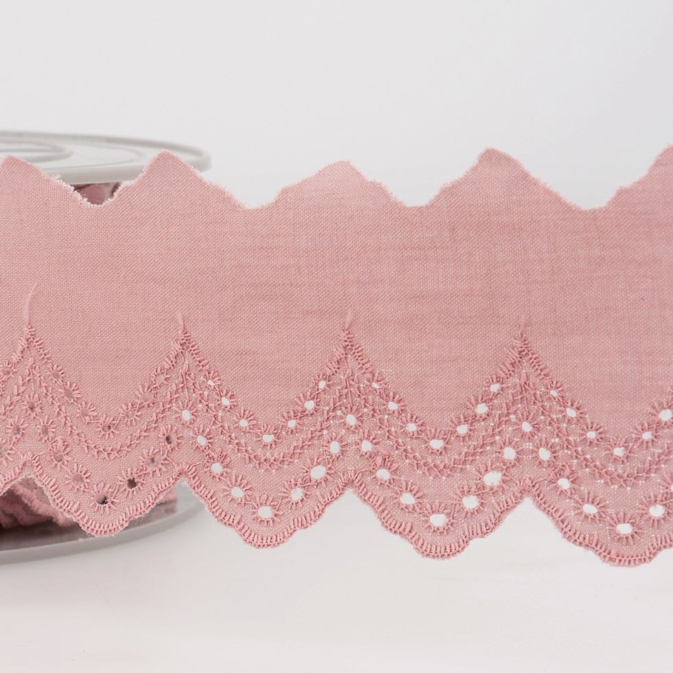 Stephanoise Eyelet Lace Trim Antique Pink
 
