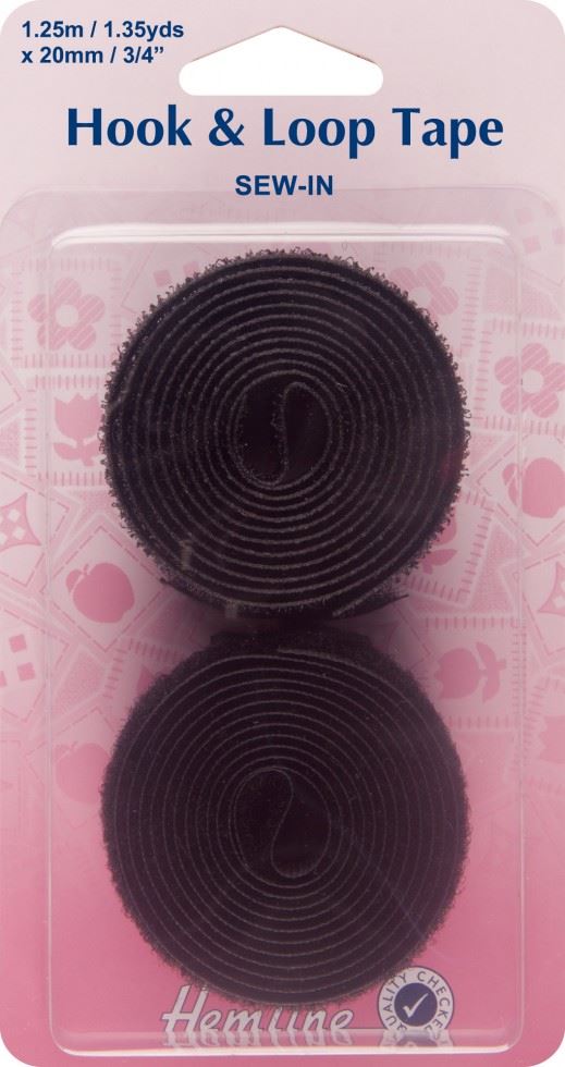 Hemline Black Sew On Velcro