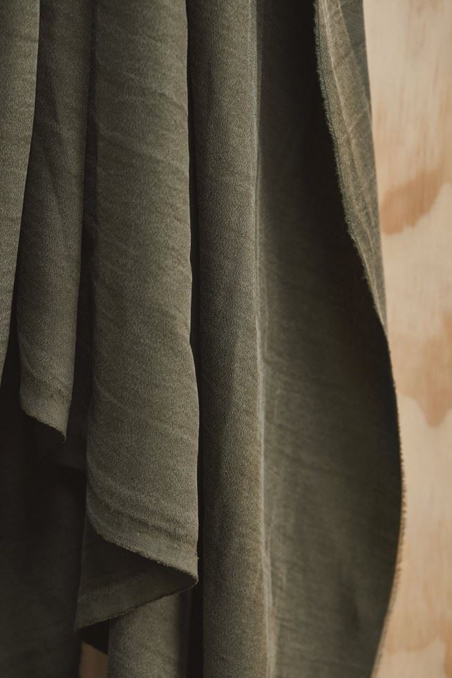Meet Milk Khaki Tencel Lyocell Crispy Crepe Fabric