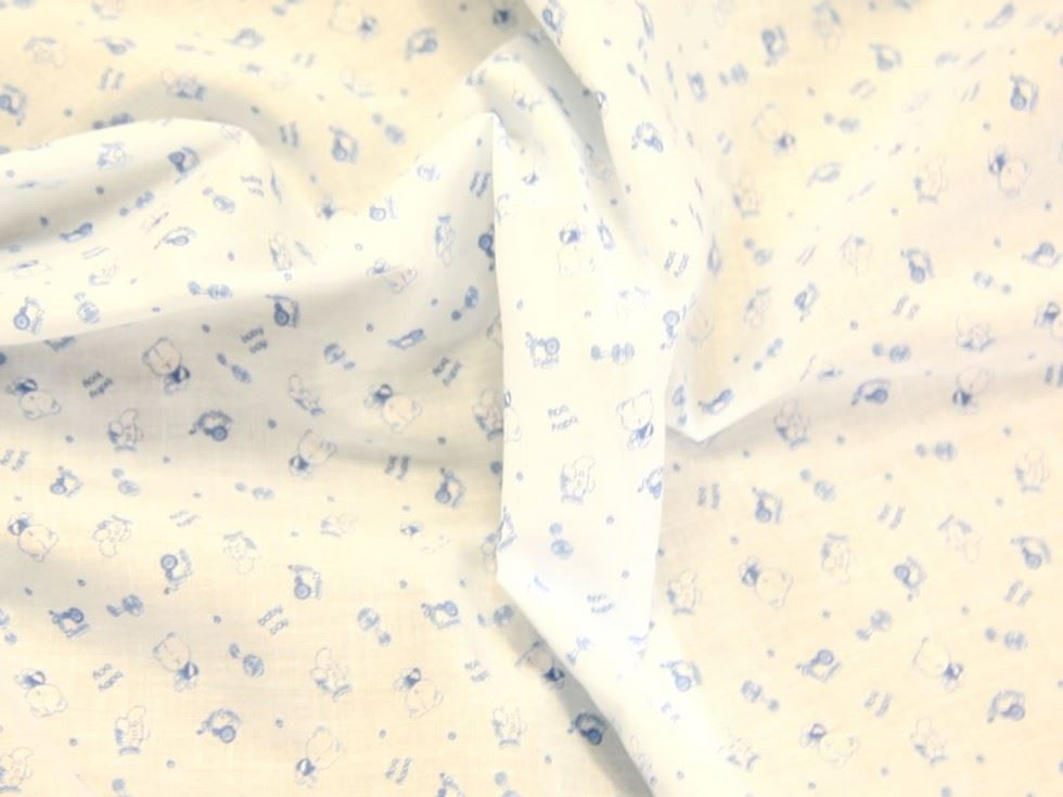 Blue Printed Polycotton Fabric