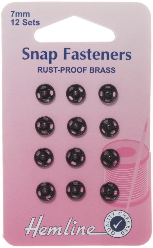 Hemline Black Sew On Metal Snap Fasteners