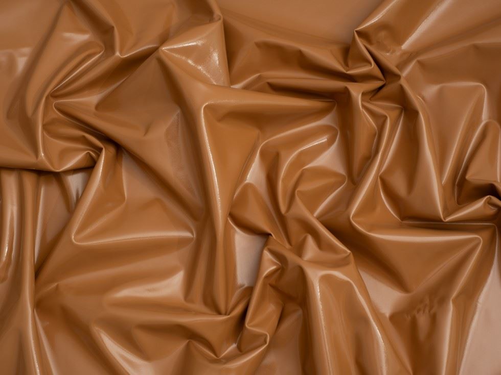 Minerva Core Range Glossy PVC Vinyl Fabric Caramel
 
