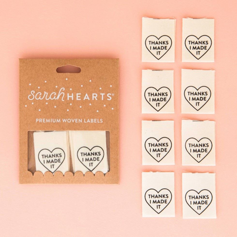 Sarah Hearts Thanks I Made It Heart Organic Cotton Woven Labels
 