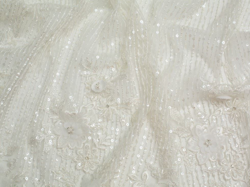 Rayne Beaded Lace Fabric Ivory
