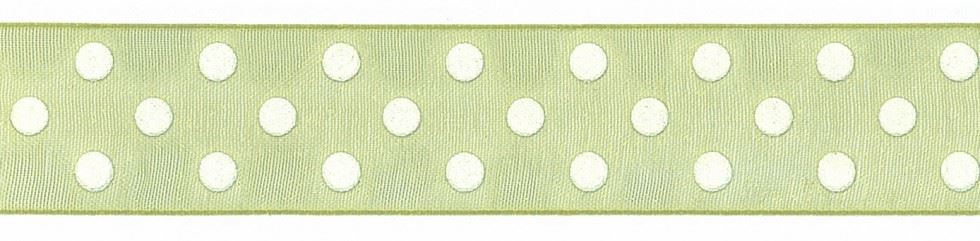 Berisfords 6 Lime Sheer Dots Organza Ribbon