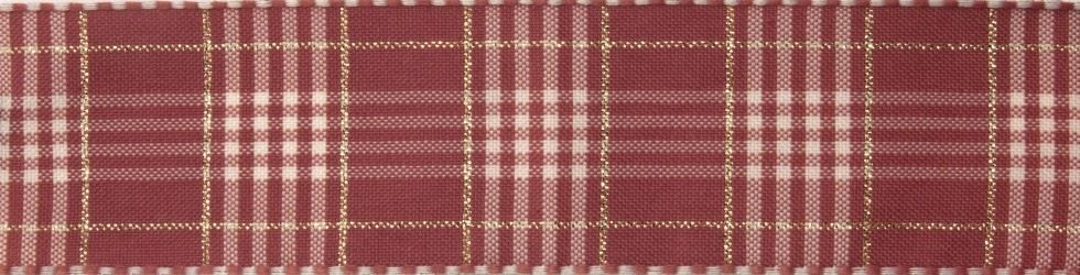 Berisfords Dusky Pink Rustic Plaid Ribbon