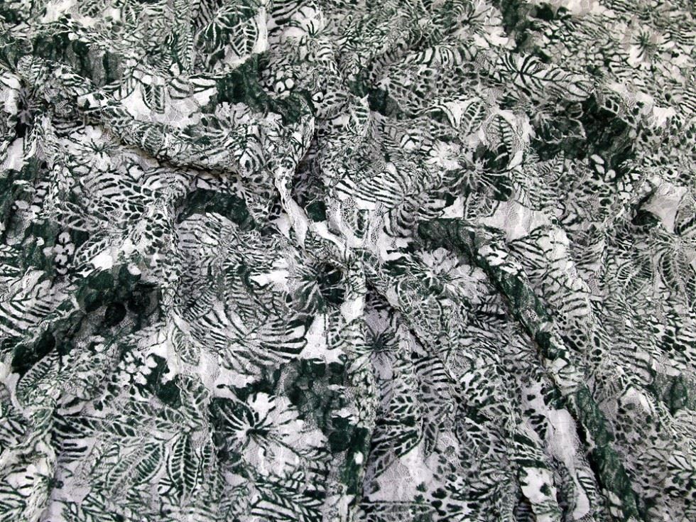 Green Deadstock Stretch Lace Fabric
