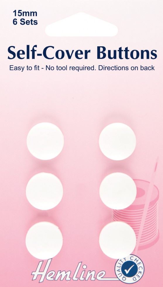 Hemline White Plastic Self Cover Buttons