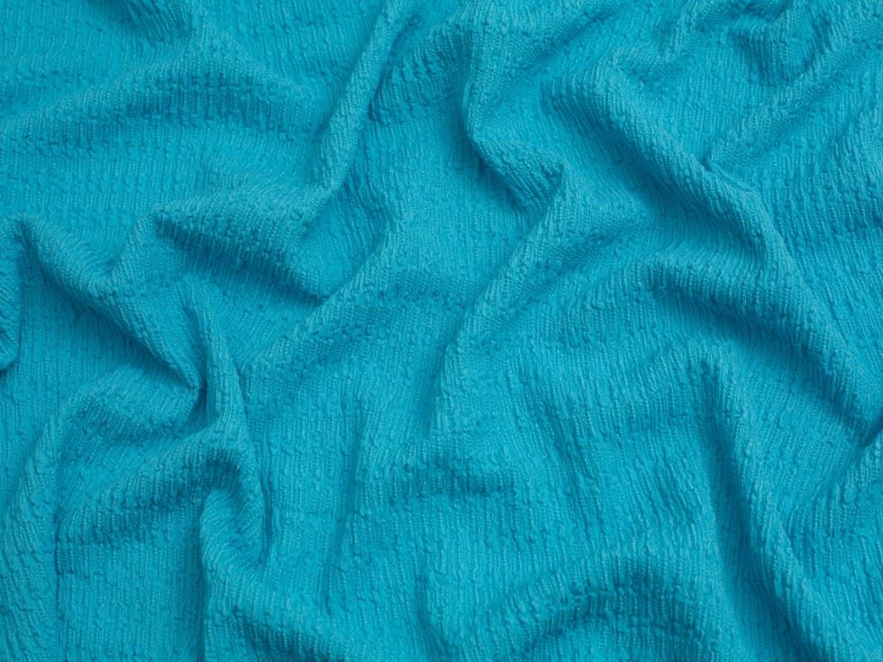 Minerva Core Range Aqua Popcorn Textured Stretch Knit Fabric