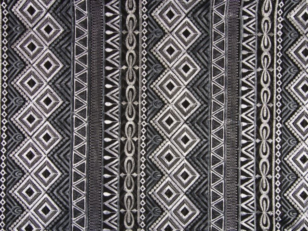 Grey Deadstock Embroidered Lace Fabric