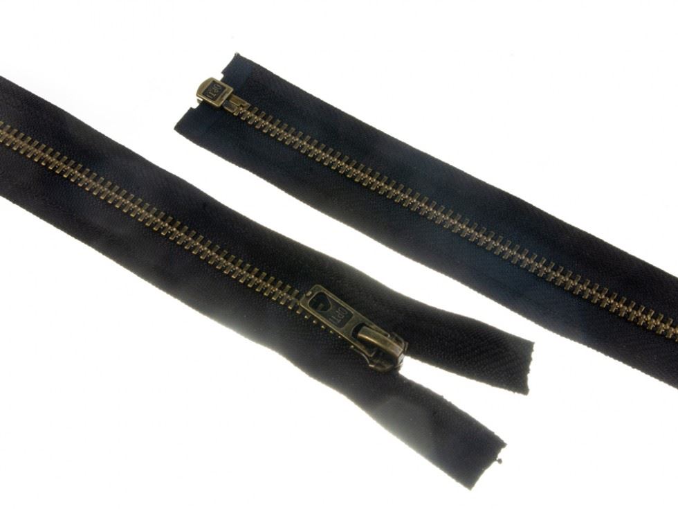 Opti Black Antique Metal Open End Zips
