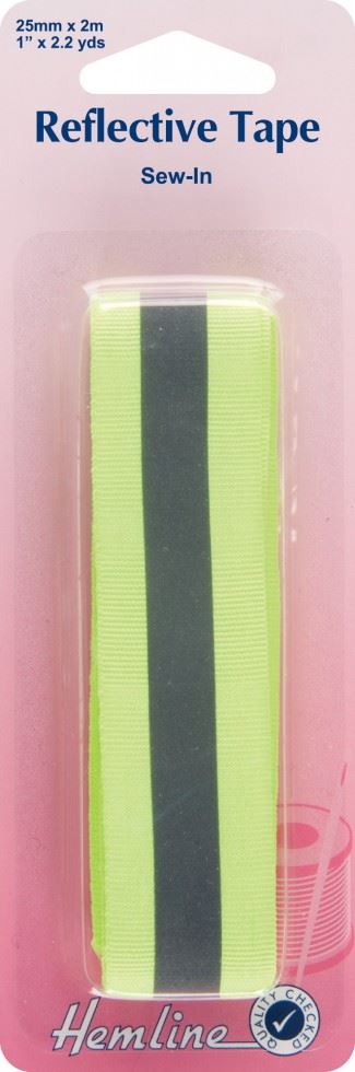 Minerva Sew On Reflective Webbing Tape Yellow Hemline H826.y