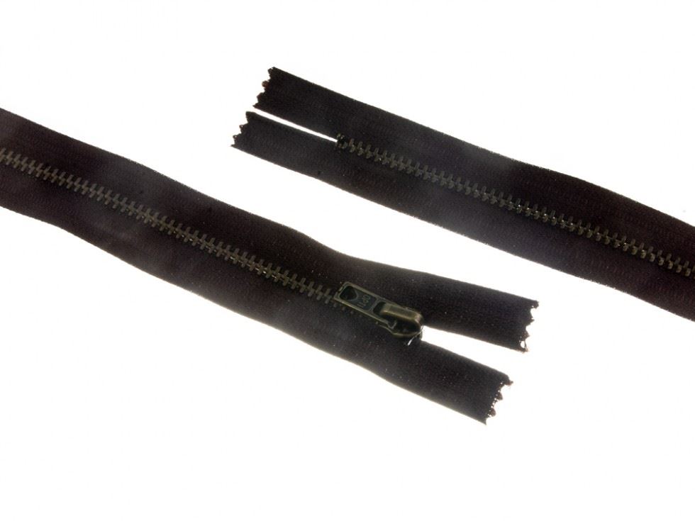 Opti Brown Antique Metal Closed End Jean Zips