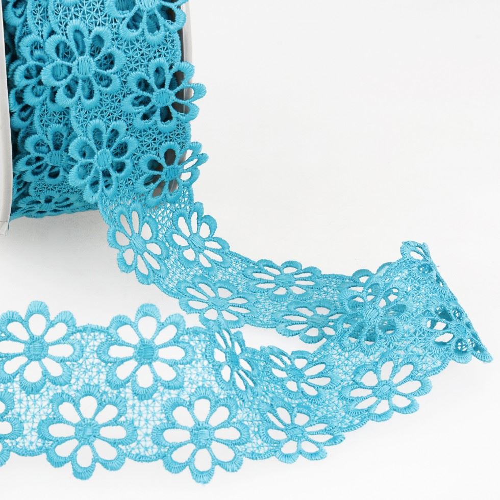 Stephanoise Guipure Lace Trim Turquoise Blue
 