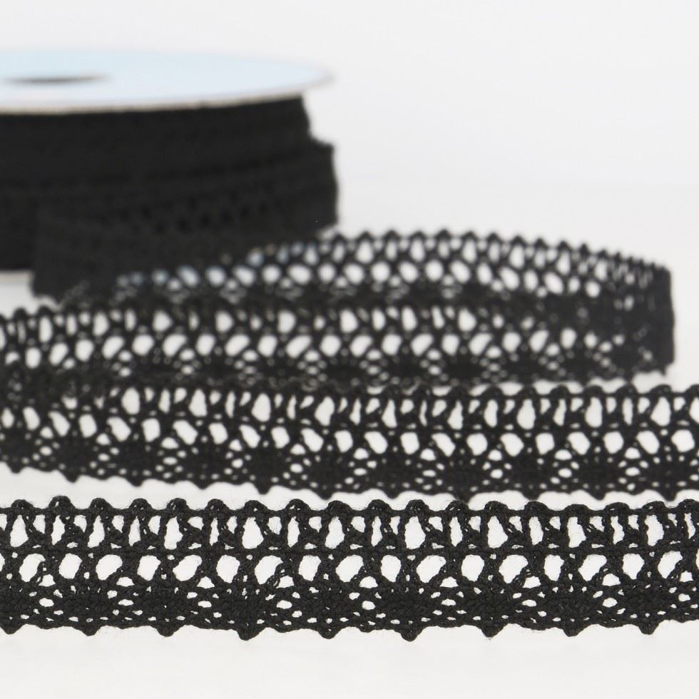 Stephanoise Cotton Lace Trim Black
 