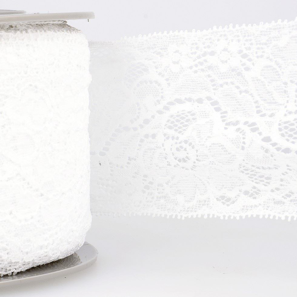 Stephanoise Stretch Lace Trim White