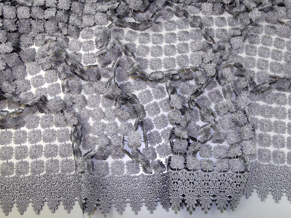 Silver Deadstock Metallic Lace Fabric