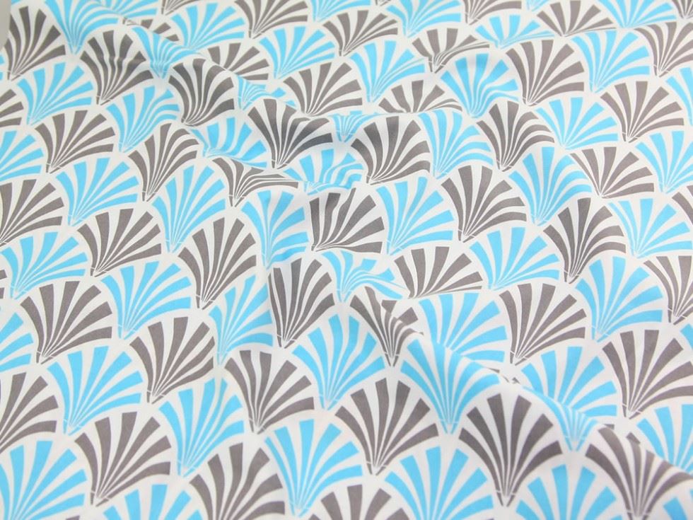 Camelot Fabrics Blue & Grey 100% Cotton Poplin Fabric