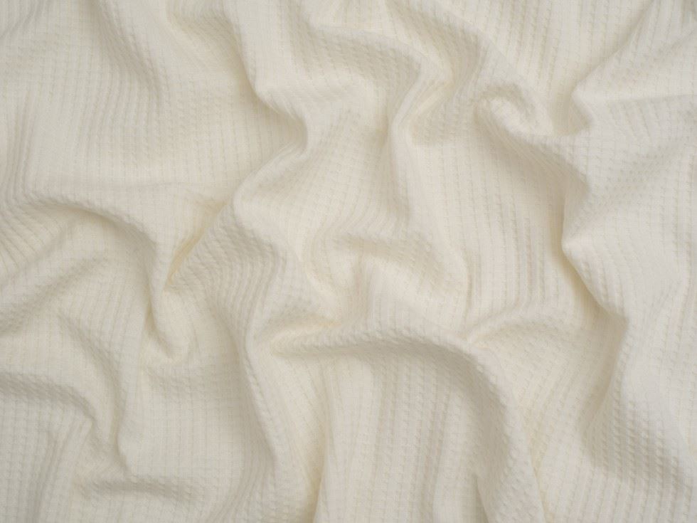 Minerva Core Range Waffle Textured Stretch Knit Fabric Ivory
 