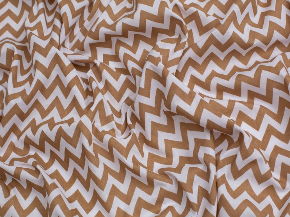 Minerva Core Range Beige Printed Polycotton Fabric