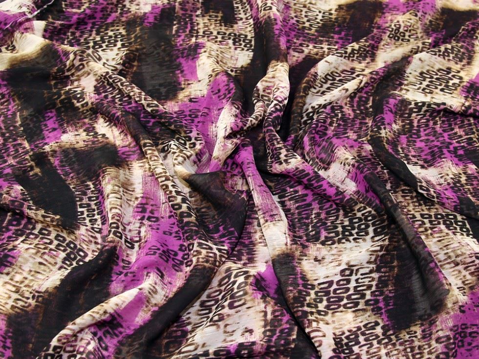 Magenta Deadstock Crinkle Sheer Chiffon Fabric