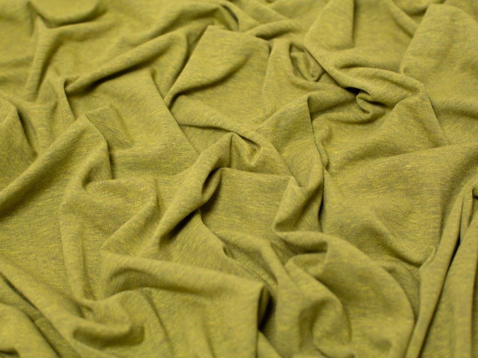 Minerva Core Range Melange Cotton Jersey Stretch Knit Fabric Old Gold