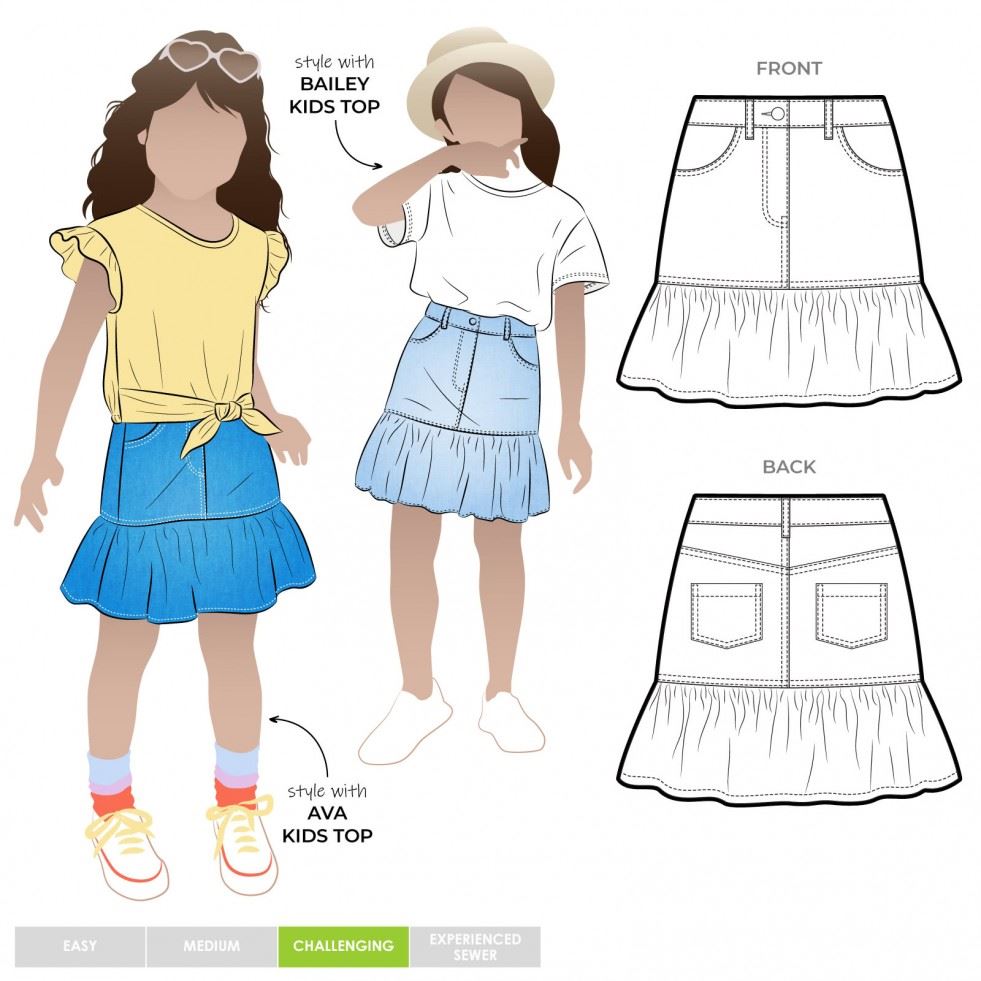 Style Arc Paper Sewing Pattern Kids Etta Skirt