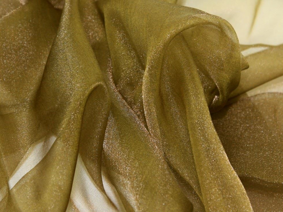Brown Deadstock Crystal Organza Fabric