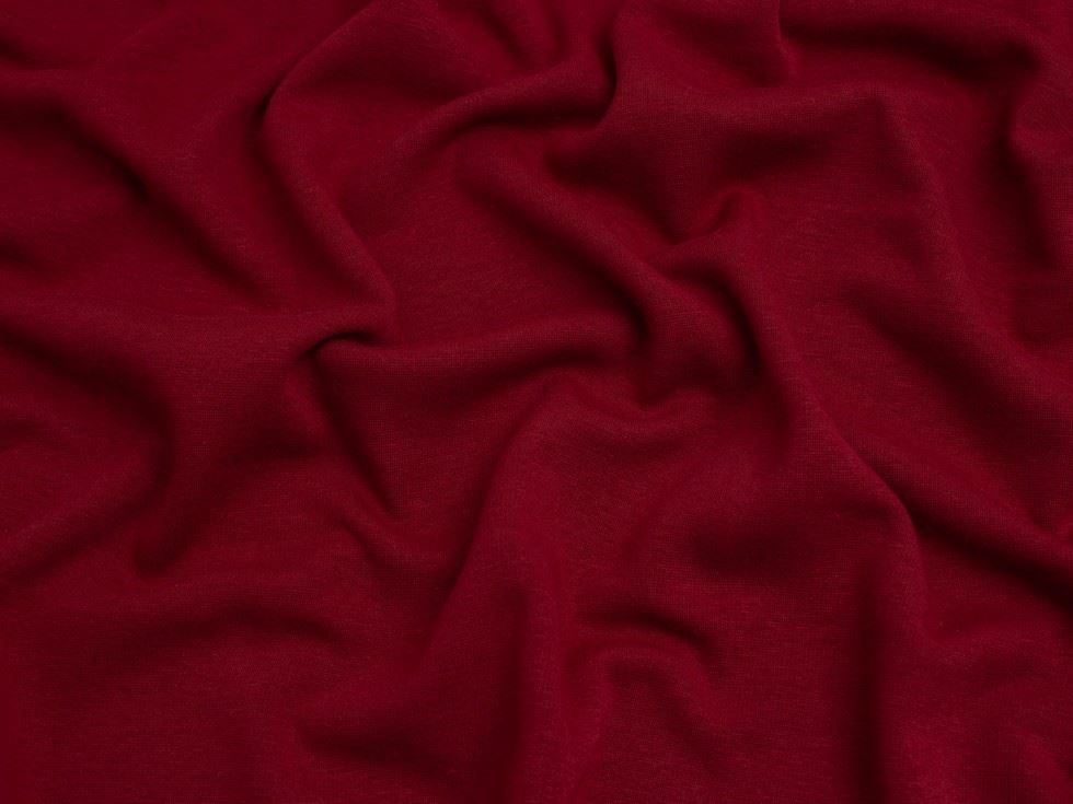 Minerva Core Range Fur Back Sweatshirt Stretch Knit Fabric Dark Red
 