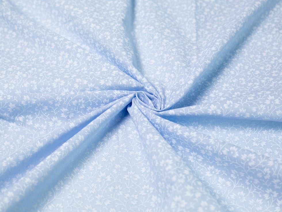 Minerva Core Range Blue Printed Polycotton Fabric