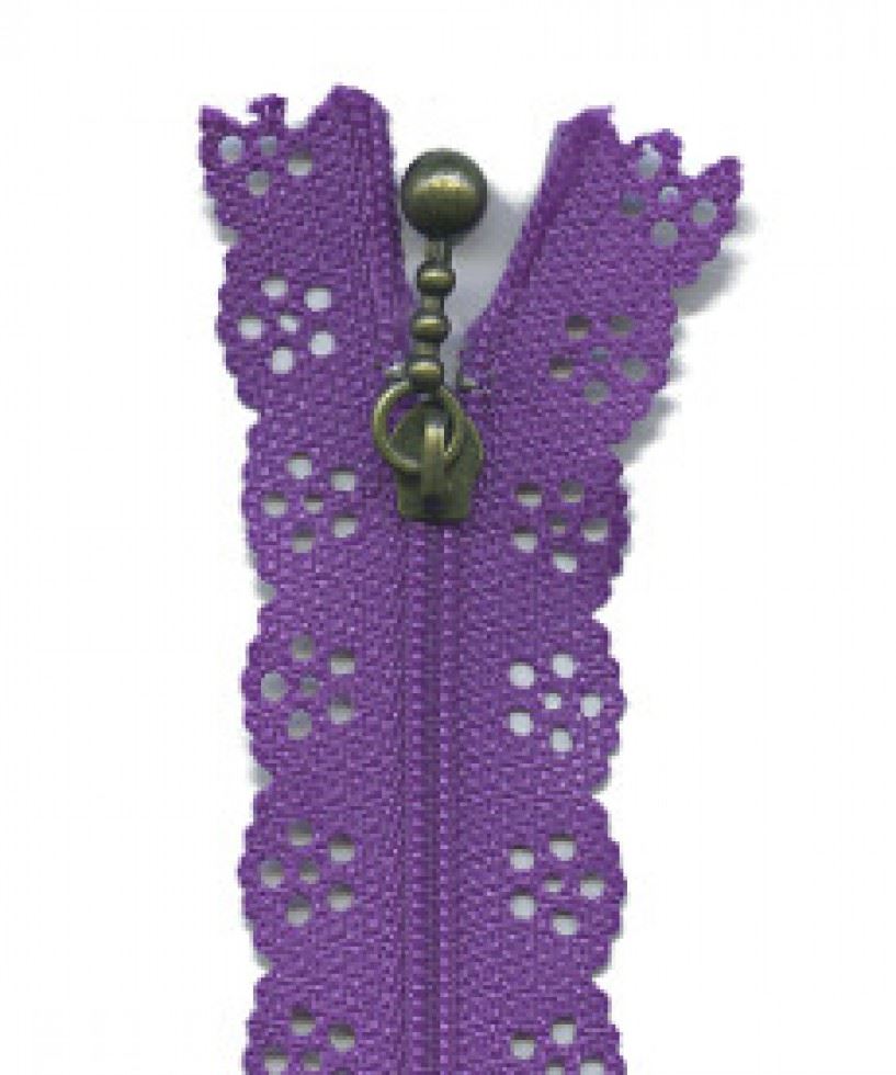 Flower Lace Dress Zips Purple