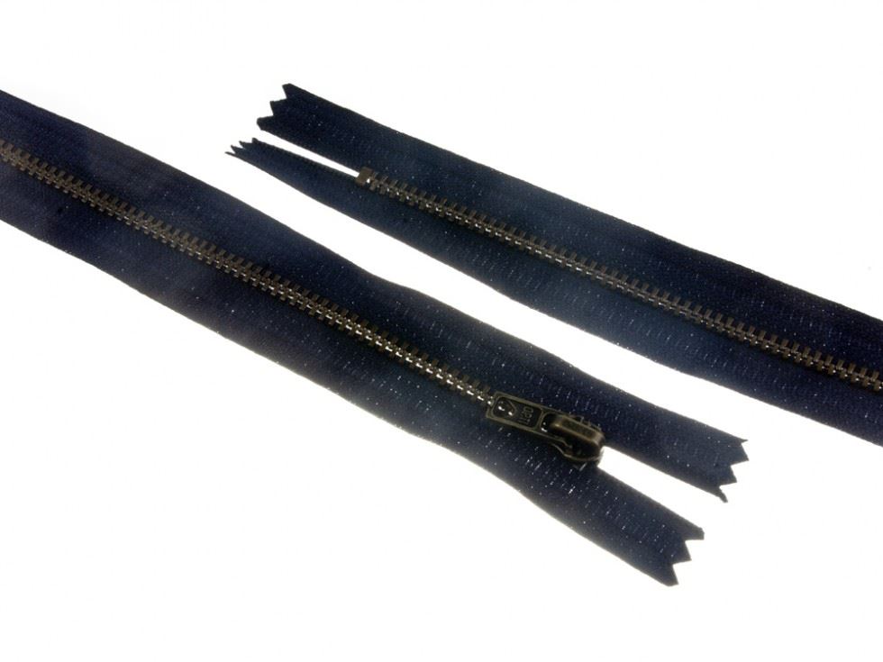 Opti Antique Metal Closed End Zips Navy Blue
 