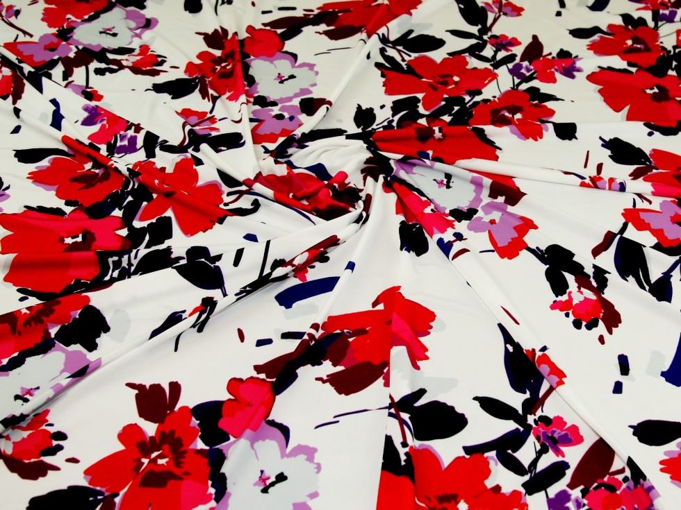 John Kaldor Portia ITY Silky Stretch Knit Fabric Red & Pink
 