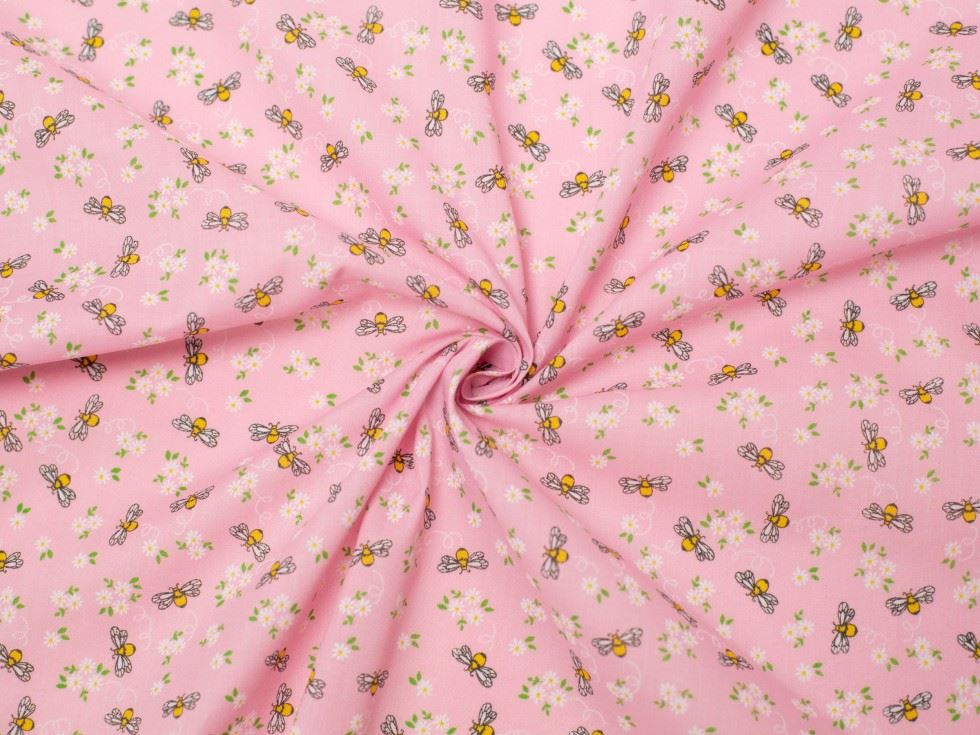 Pink Printed Polycotton Fabric