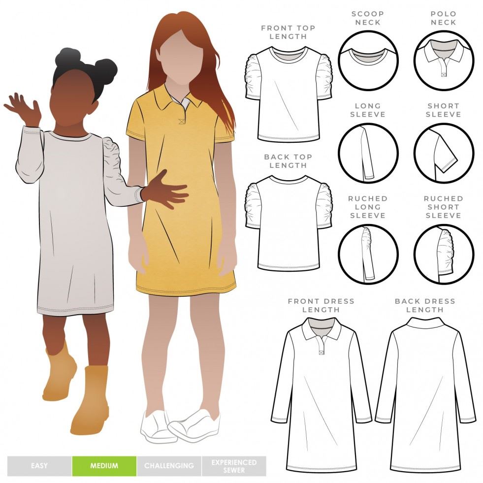 Style Arc Sewing Pattern Kids Issy Top & Dress