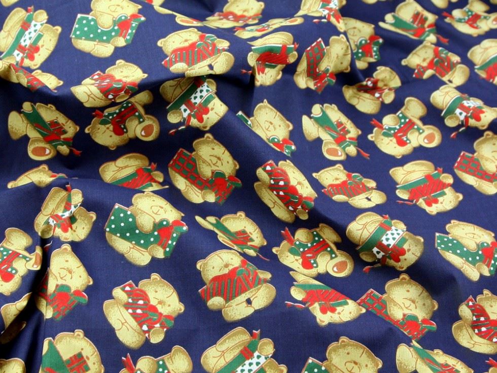 Printed Polycotton Fabric Navy Blue
 