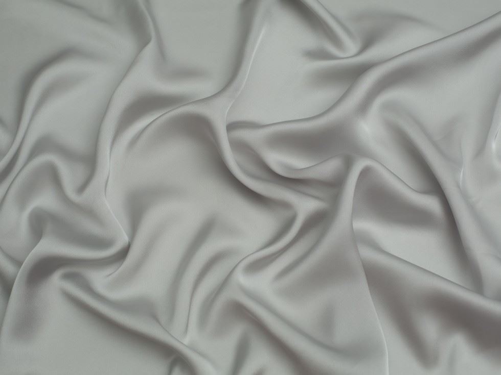 Minerva Core Range Silver Charmeuse Silky Satin Fabric