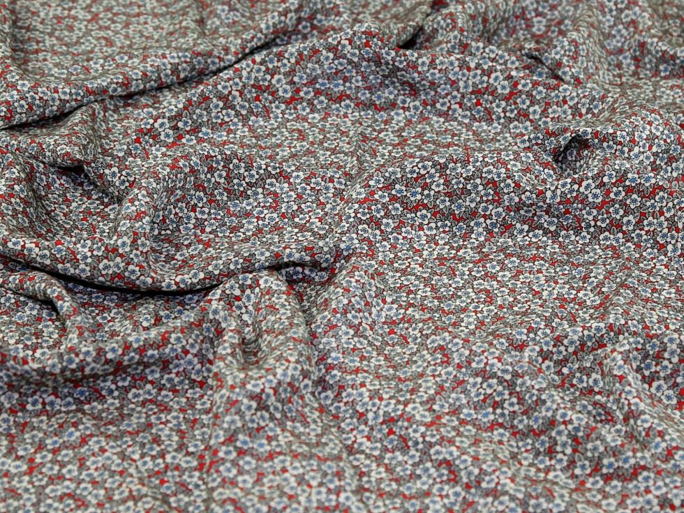 Liberty London Red Ffion Mair Kensington Silk Crepe De Chine Fabric