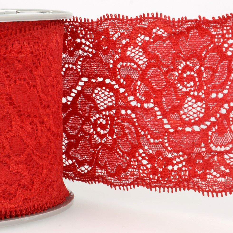 Stephanoise Stretch Lace Trim Red