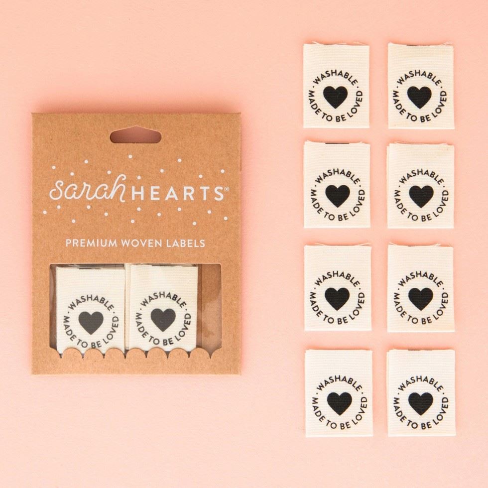 Sarah Hearts Washable Made To Be Loved Woven Labels
 