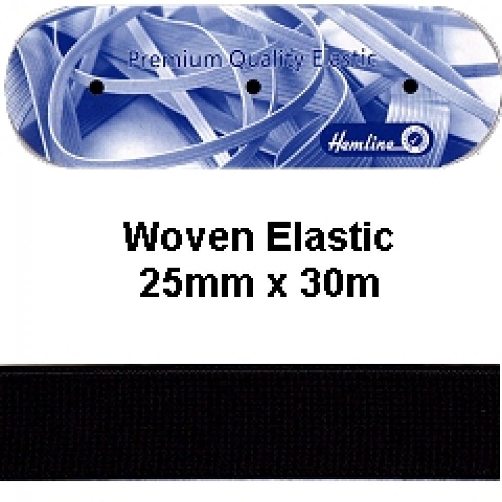 Hemline Black Flat Woven Elastic