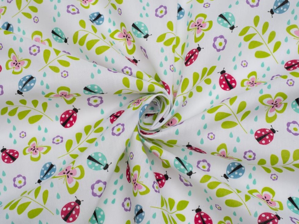 White Printed Polycotton Fabric