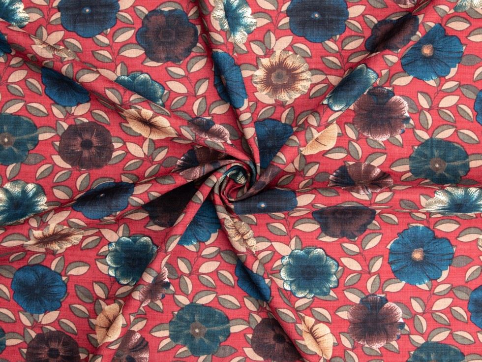 Deadstock Bali Rayon Cotton Voile Fabric Red
 