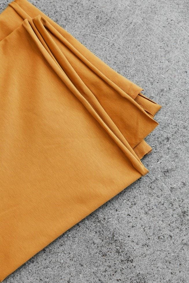 Mind The Maker Dry Mustard Cotton Single Jersey Stretch Knit Fabric